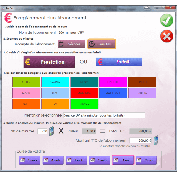 Enregistrement d'un abonnement